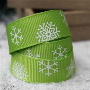 Go Grosgrain - Snowflakes Lime/White